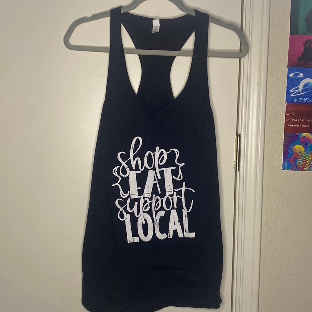 Next Level Apparel Black Tank Top Shop Eat Support Local
